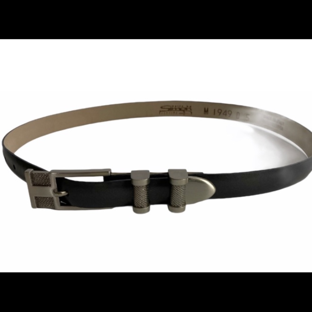 SIMON Genuine Leather Belt With Metal Keep & Tip